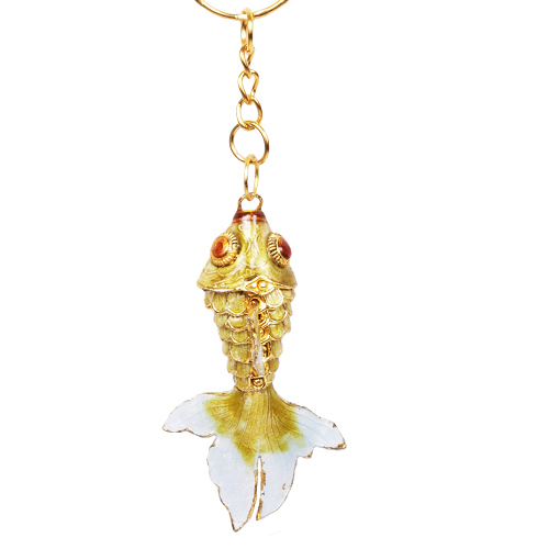 Goldfisch, Golden Fish, Cloisonne Emaille, 4458 - gelb/gold 6cm